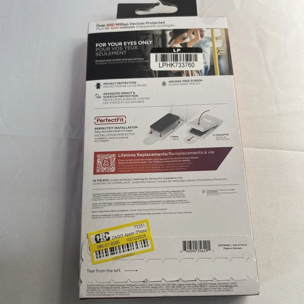 ZAGG Apple iPhone Air Screen Protector Glass Elite Privacy 6.9 Pro Max (2025)